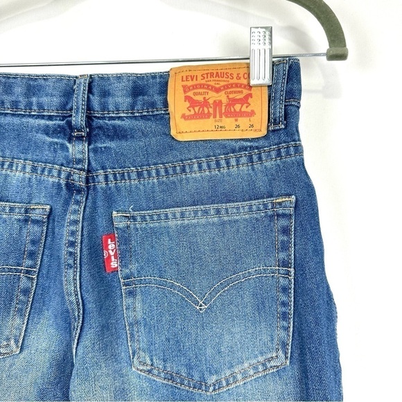 Levi’s Youth Boys Sz 12 Regular 502 REGULAR TAPER Blue Denim Jeans Roll Up Hem - Picture 5 of 13